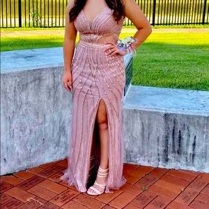 Jovani rose gold prom dress
